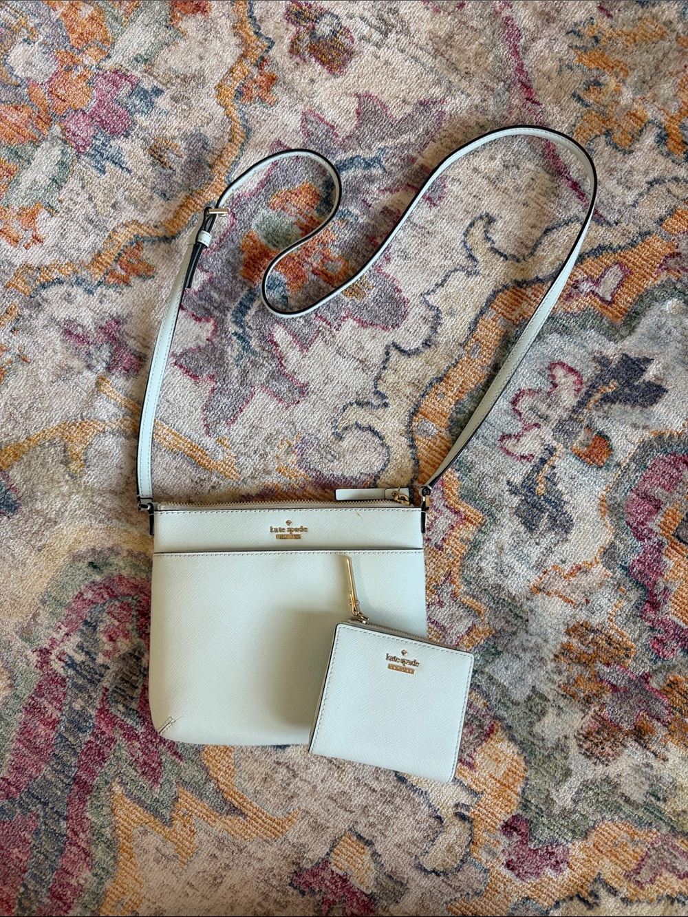 Kate Spade light blue crossbody with matching card wallet
